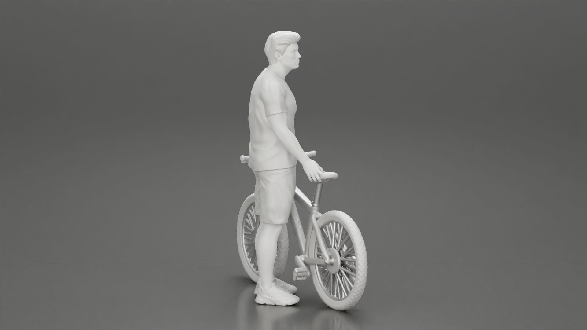 Young Man Standing In The Forest Posing Proudly With His Bike 3D print model_14
