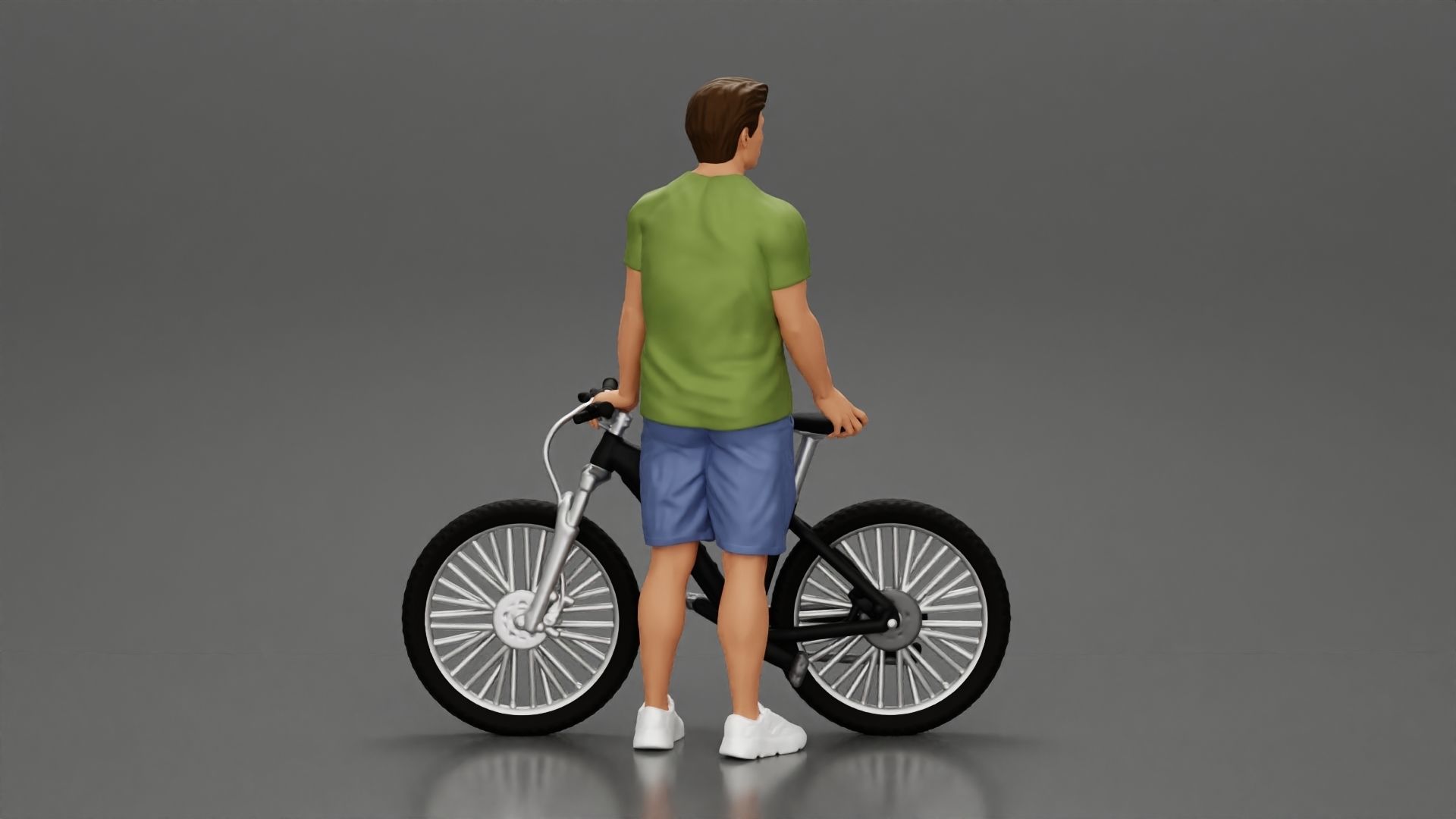 Young Man Standing In The Forest Posing Proudly With His Bike 3D print model_4