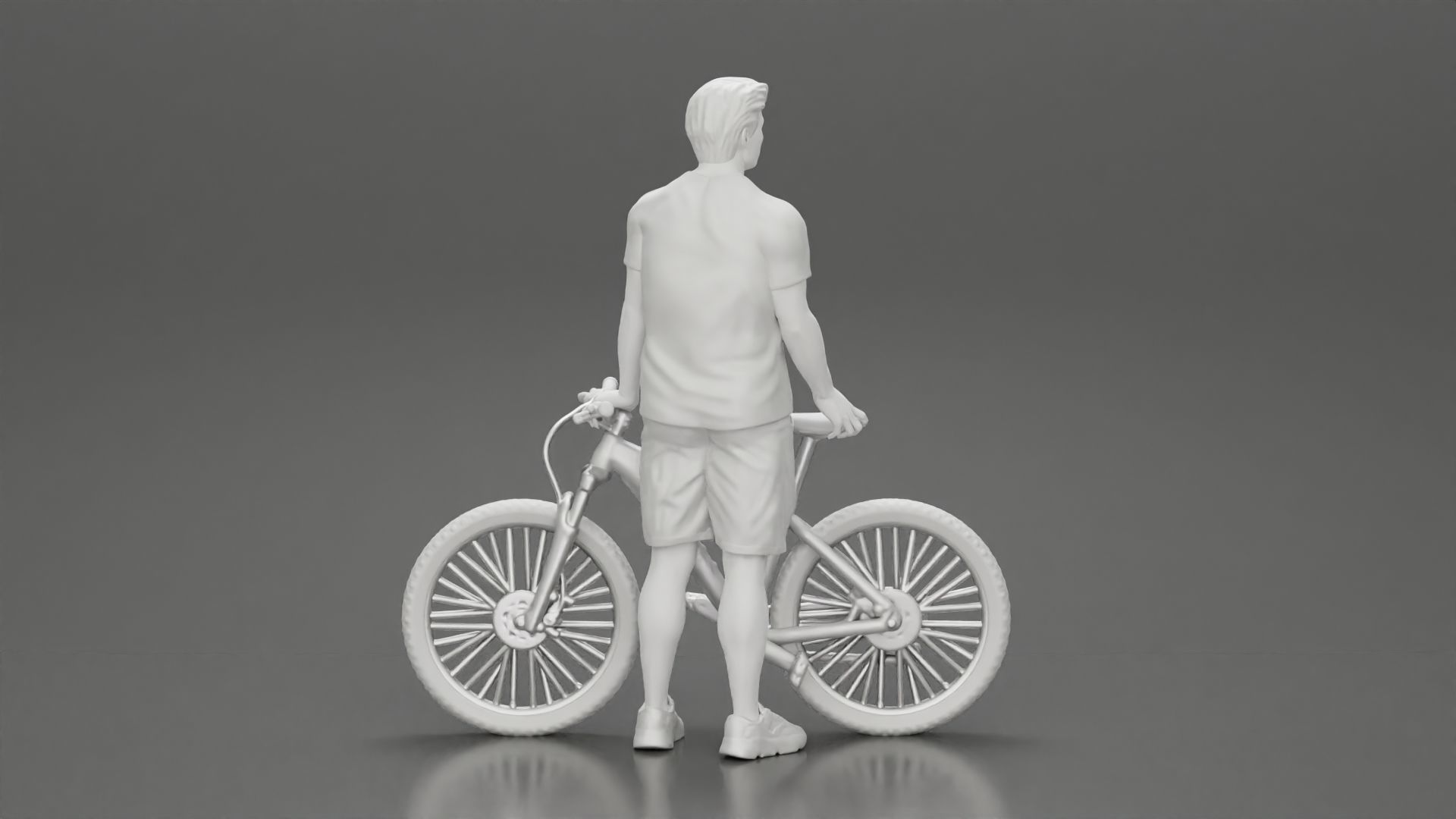 Young Man Standing In The Forest Posing Proudly With His Bike 3D print model_15