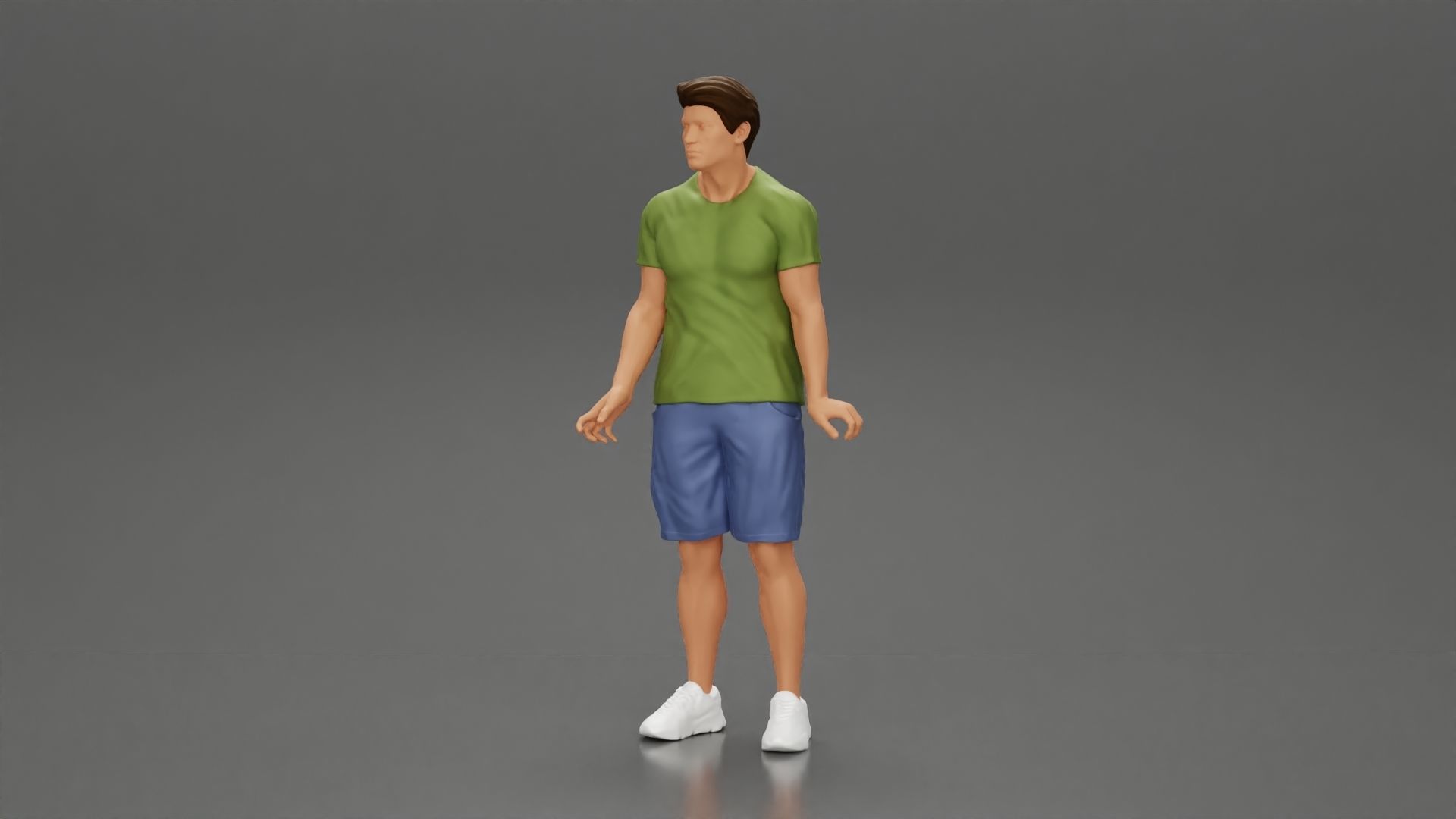 Young Man Standing In The Forest Posing Proudly With His Bike 3D print model_1