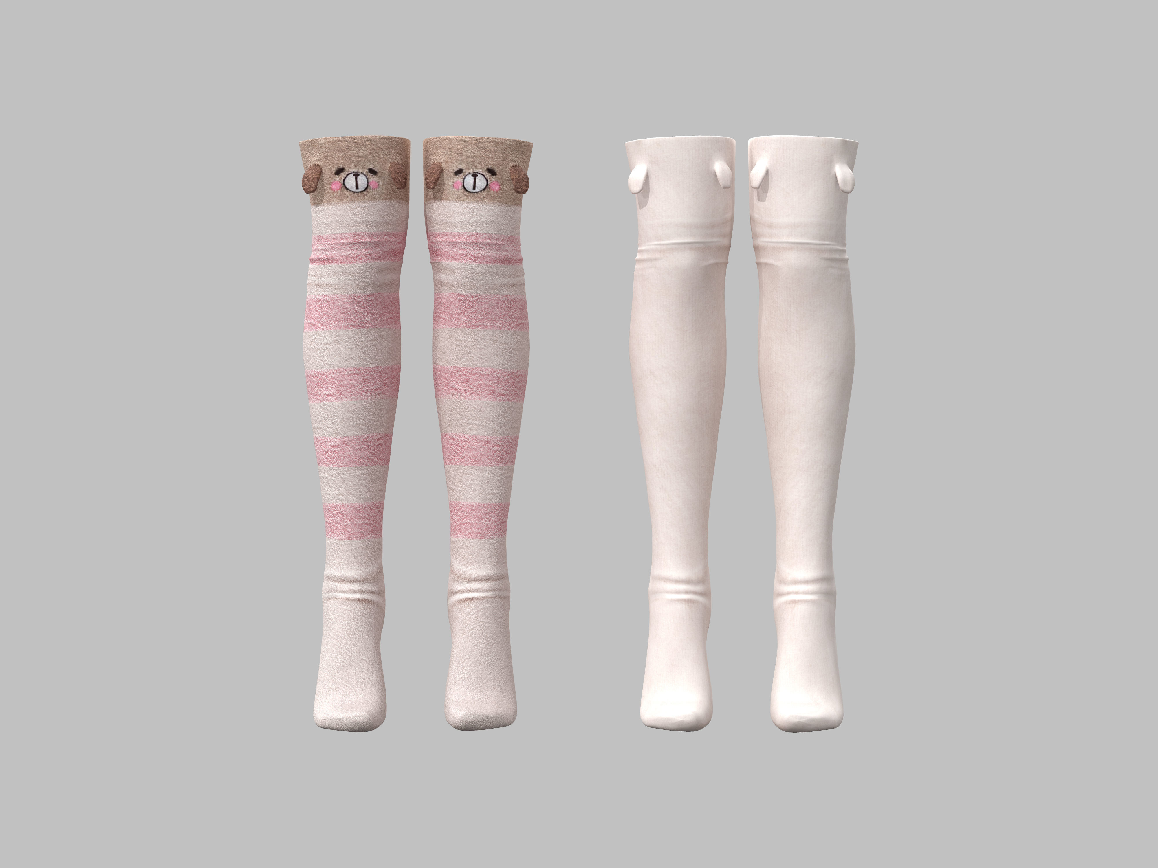Overknee Socks with Ears Low-poly 3D model_2