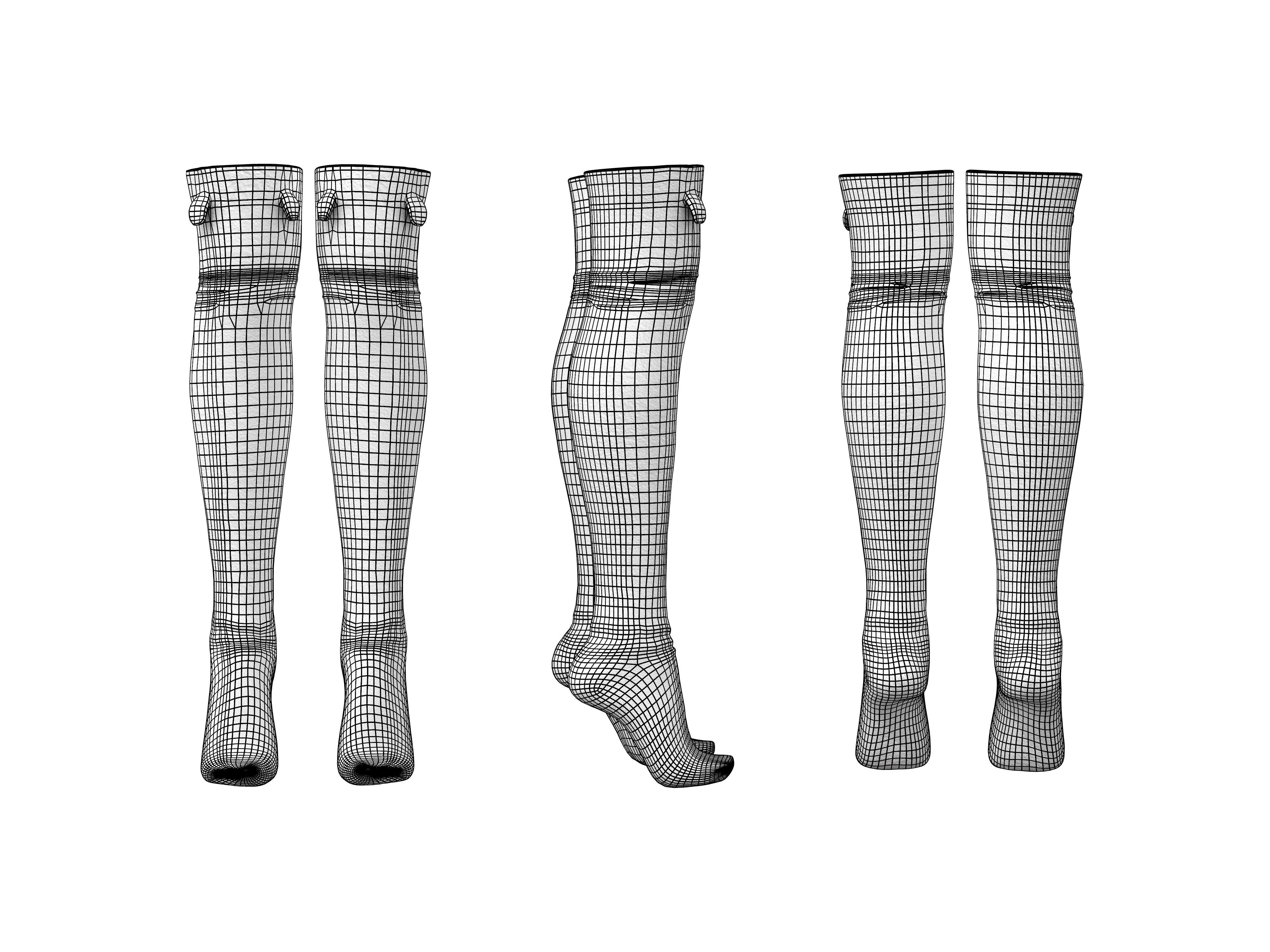 Overknee Socks with Ears Low-poly 3D model_3