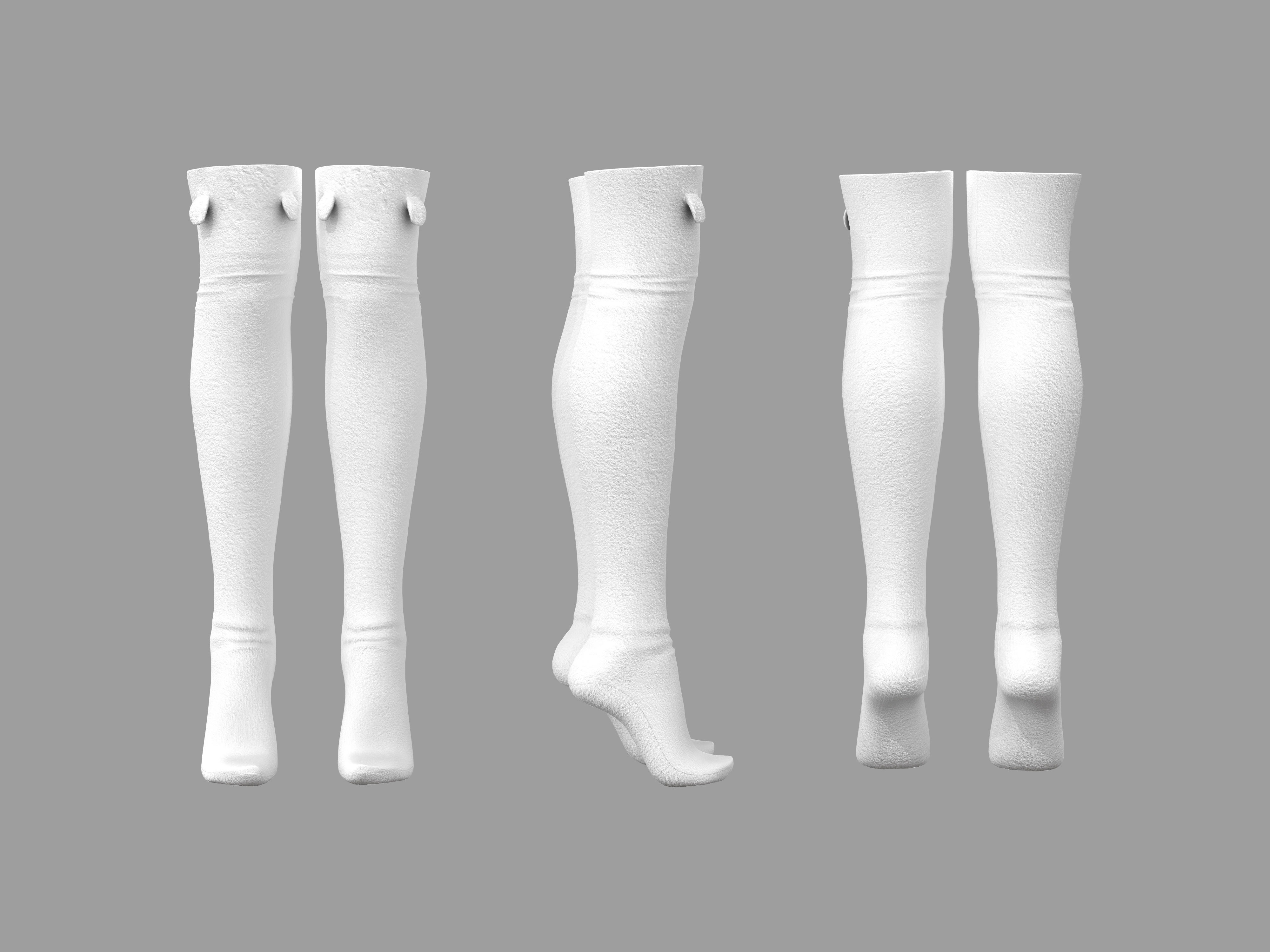 Overknee Socks with Ears Low-poly 3D model_4