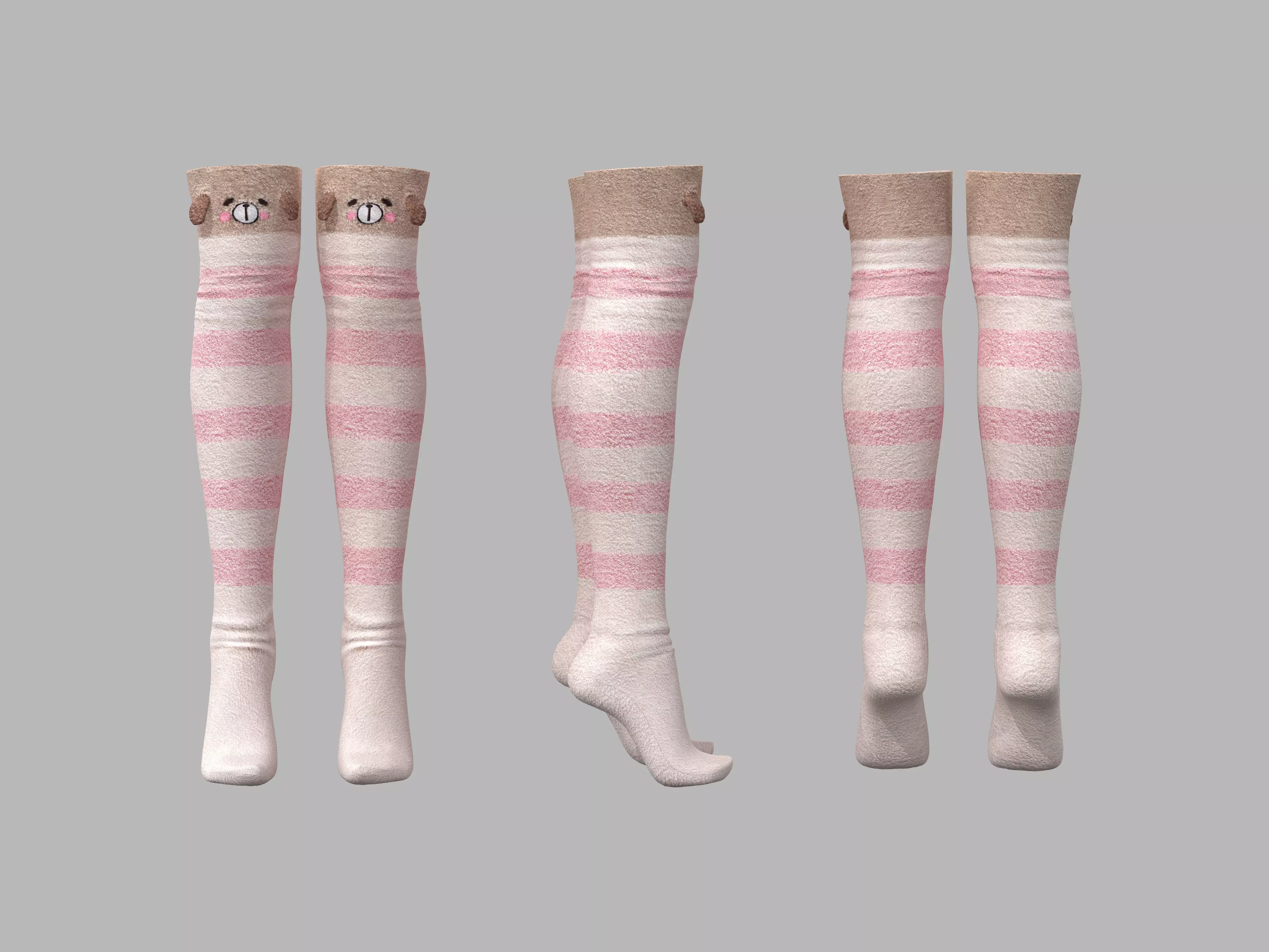 Overknee Socks with Ears Low-poly 3D model_0