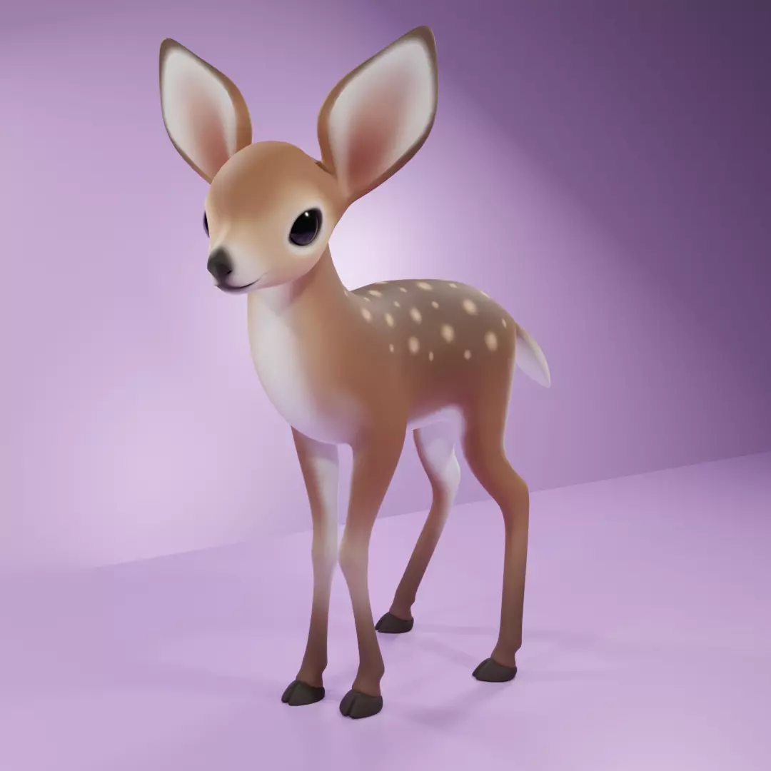 Cute Baby Deer Rigged Low-poly 3D model