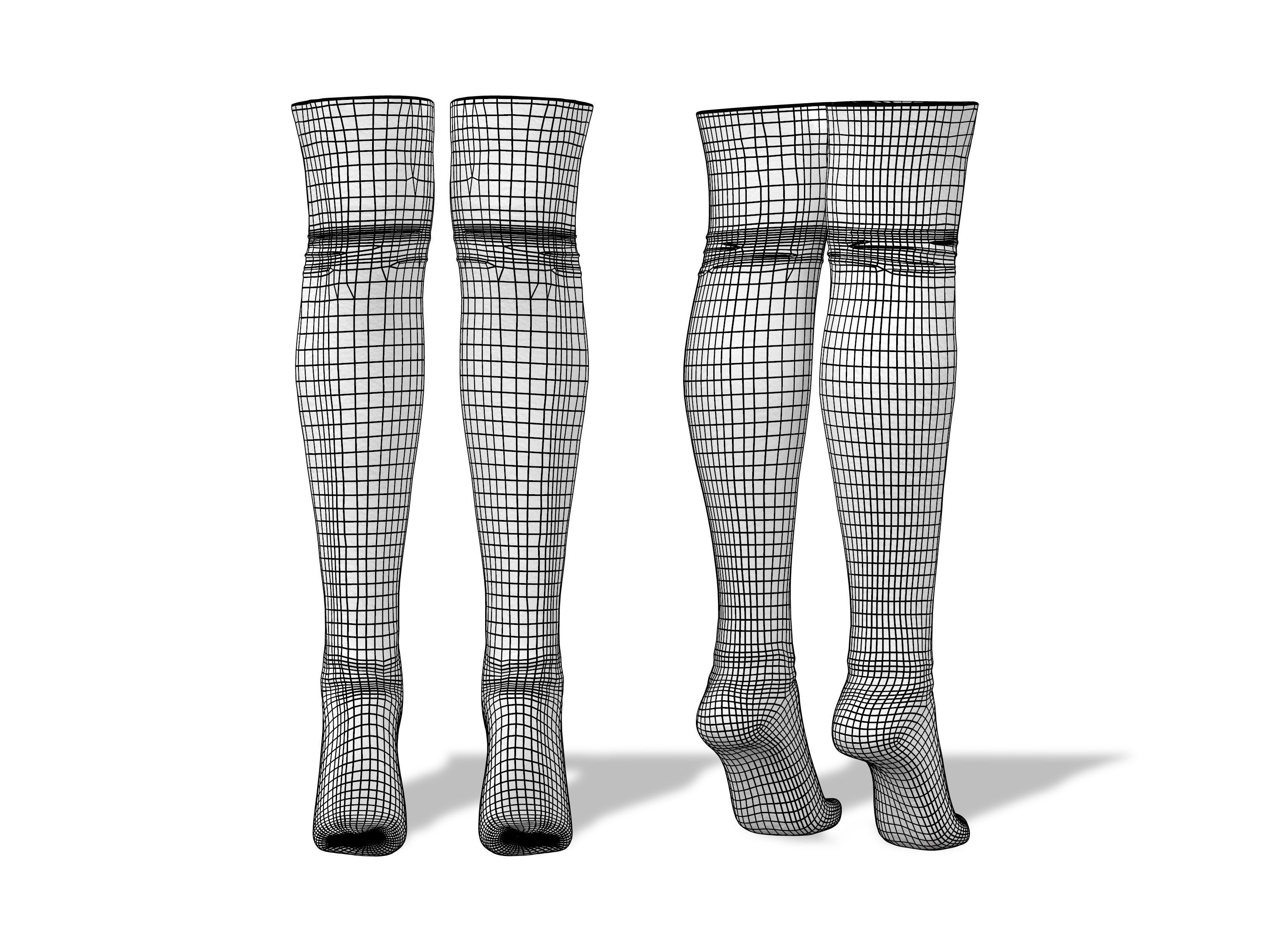 Overknee Socks Tip Toe Low-poly 3D model_2