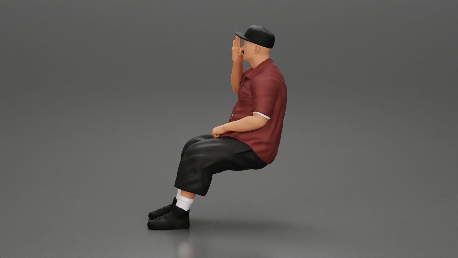 Gangster homie in cap Sitting On the car And Smoking Cigar 3D print model_5