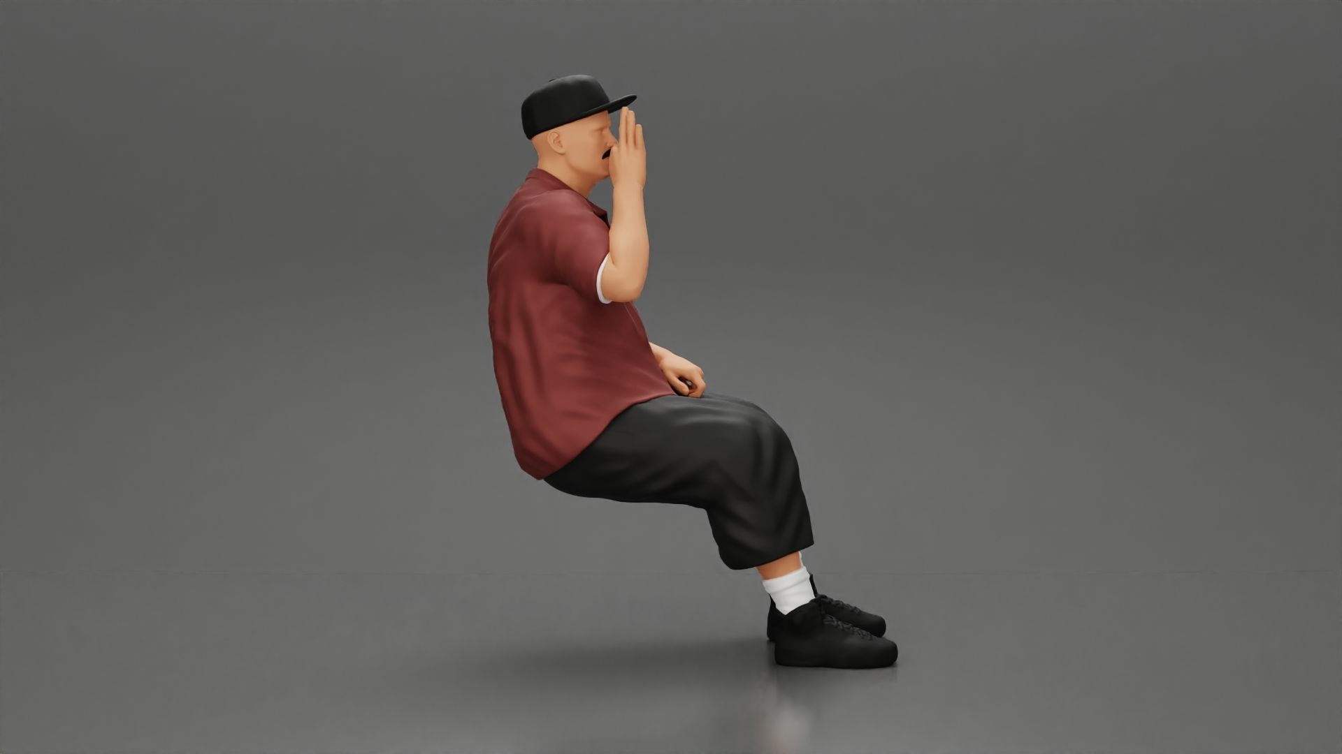 Gangster homie in cap Sitting On the car And Smoking Cigar 3D print model_2