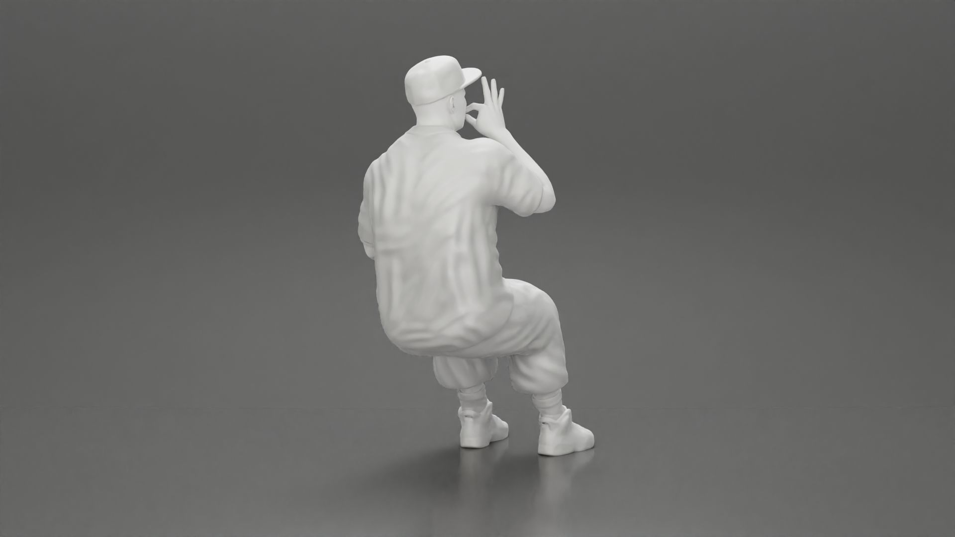 Gangster homie in cap Sitting On the car And Smoking Cigar 3D print model_9
