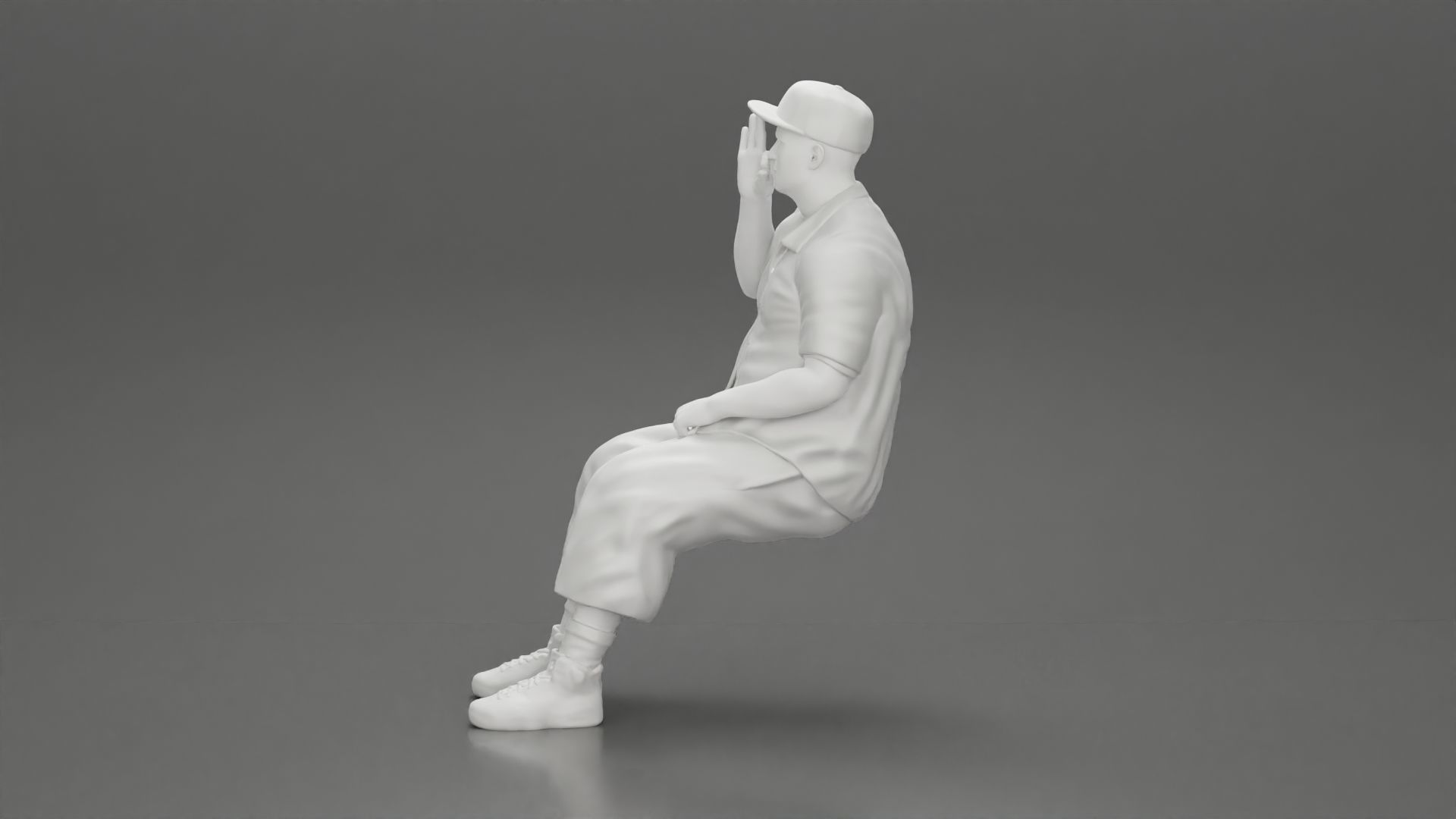 Gangster homie in cap Sitting On the car And Smoking Cigar 3D print model_11
