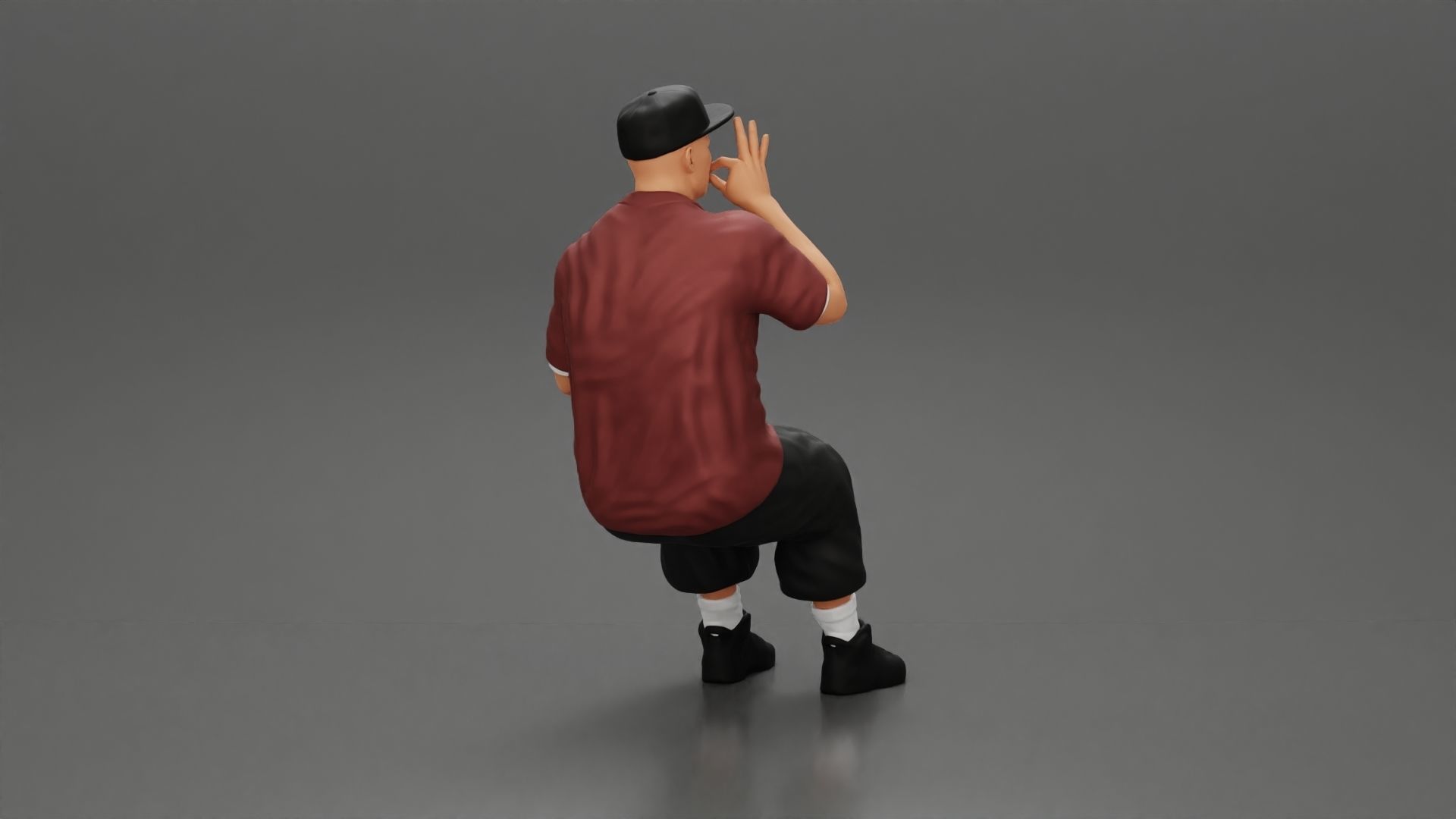 Gangster homie in cap Sitting On the car And Smoking Cigar 3D print model_3