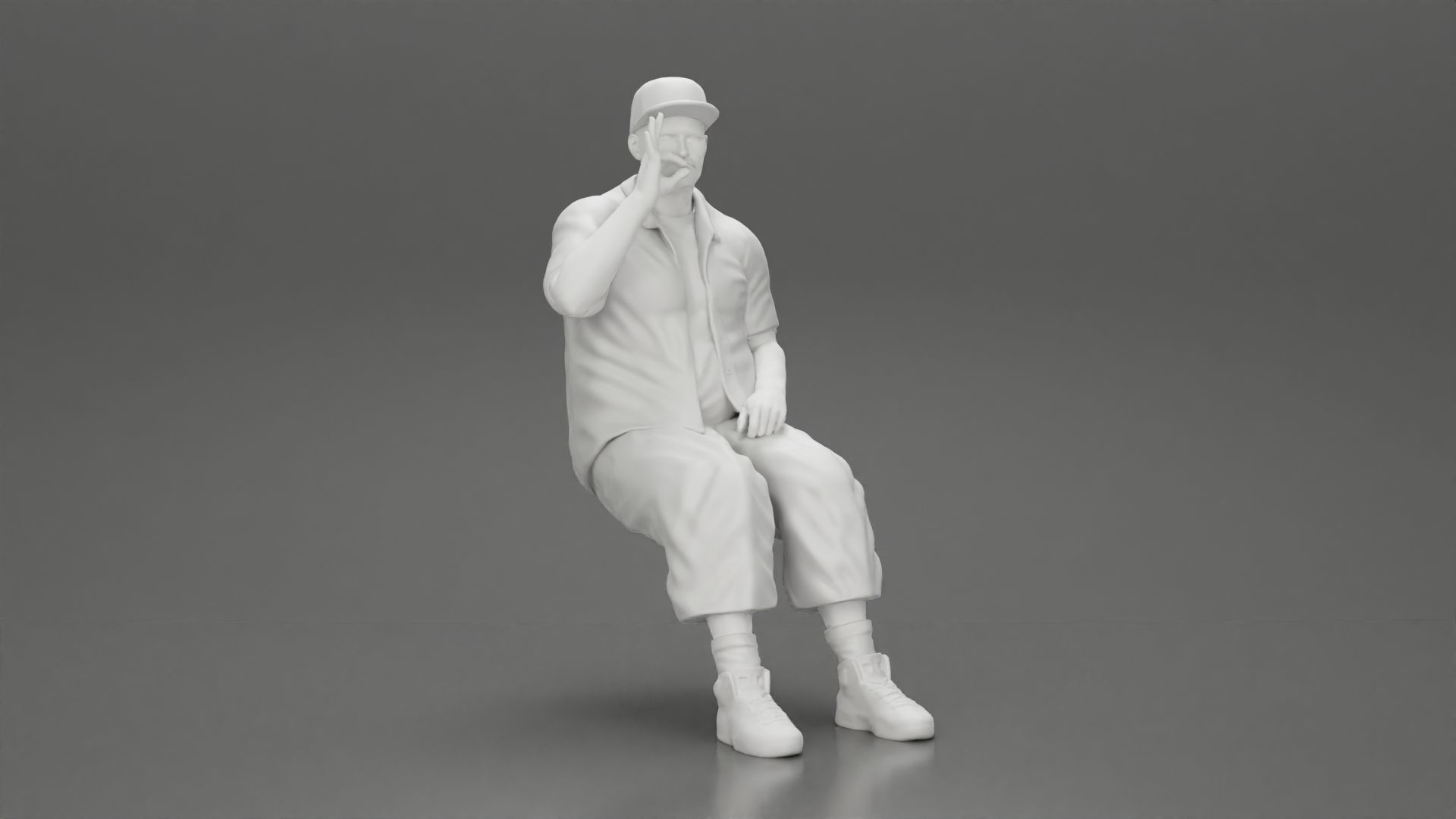 Gangster homie in cap Sitting On the car And Smoking Cigar 3D print model_7
