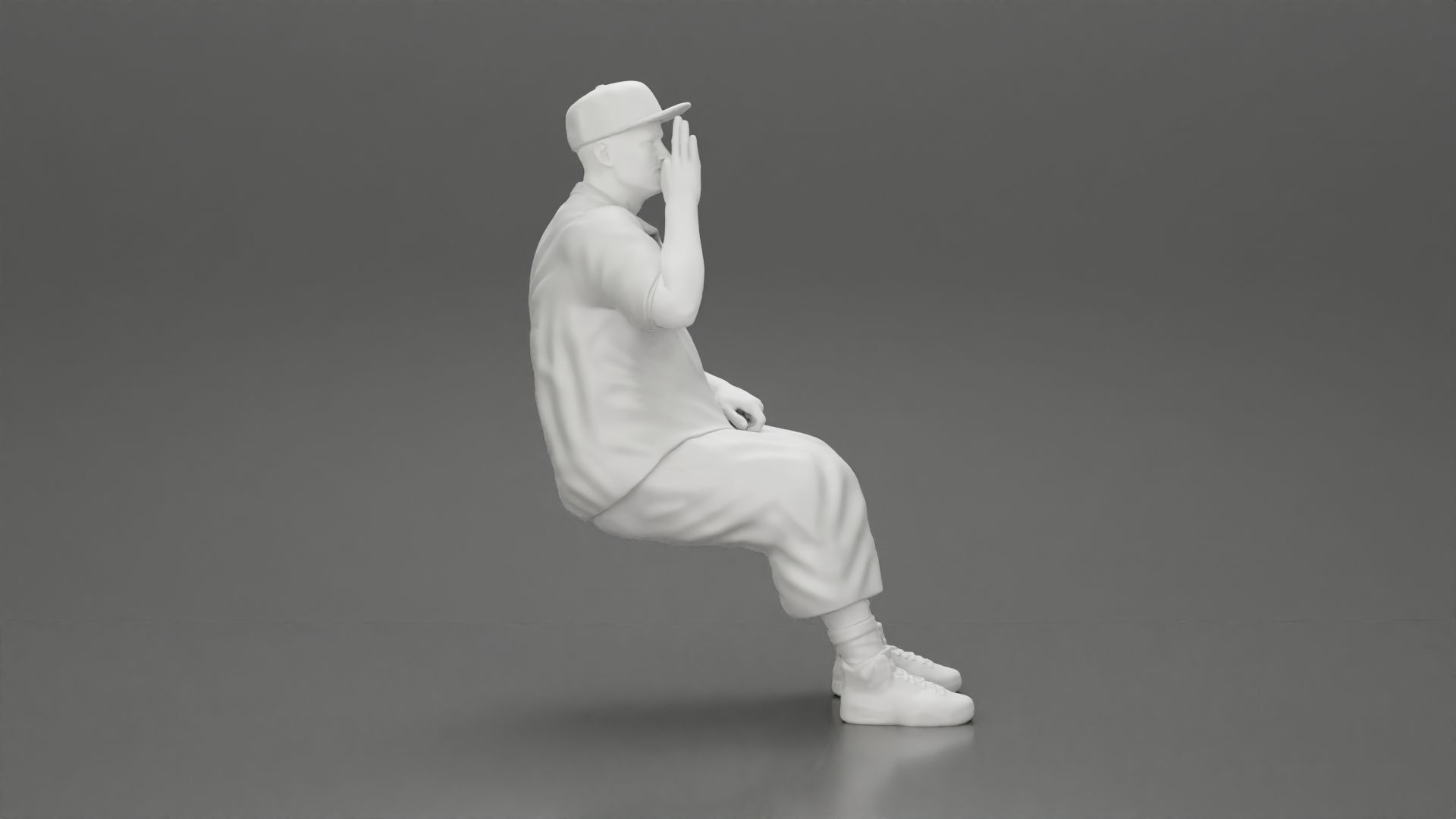 Gangster homie in cap Sitting On the car And Smoking Cigar 3D print model_8