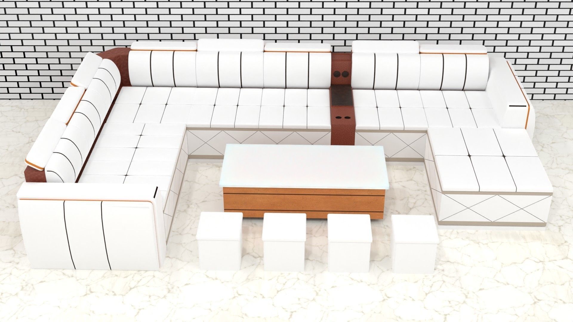 sofa set 006 3D model_2