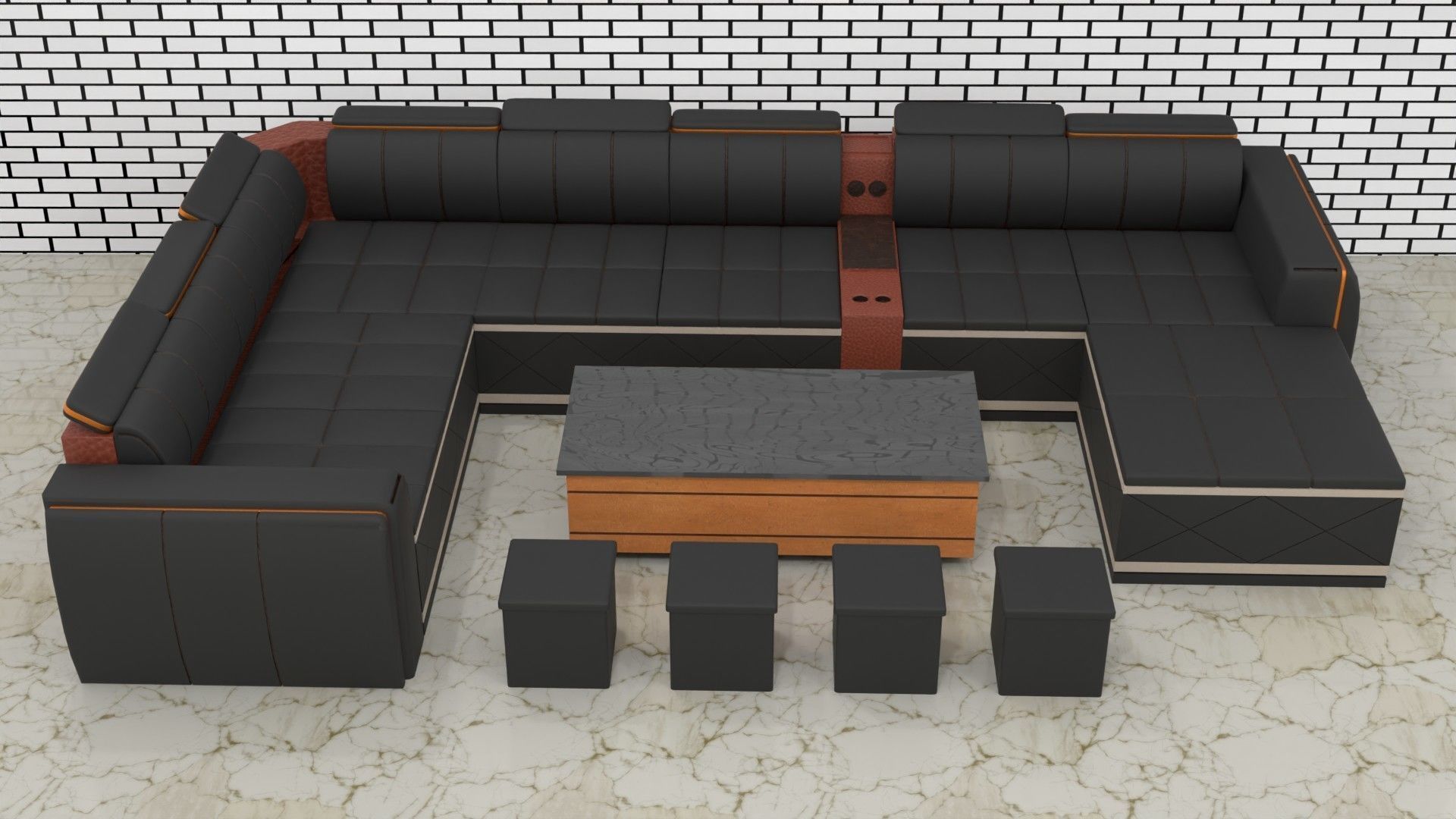 sofa set 006 3D model_6