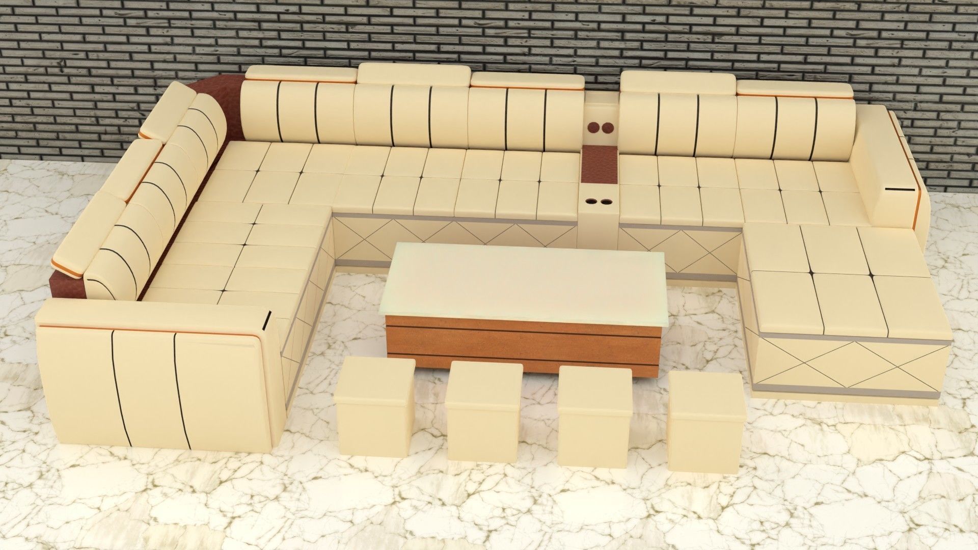 sofa set 006 3D model_3