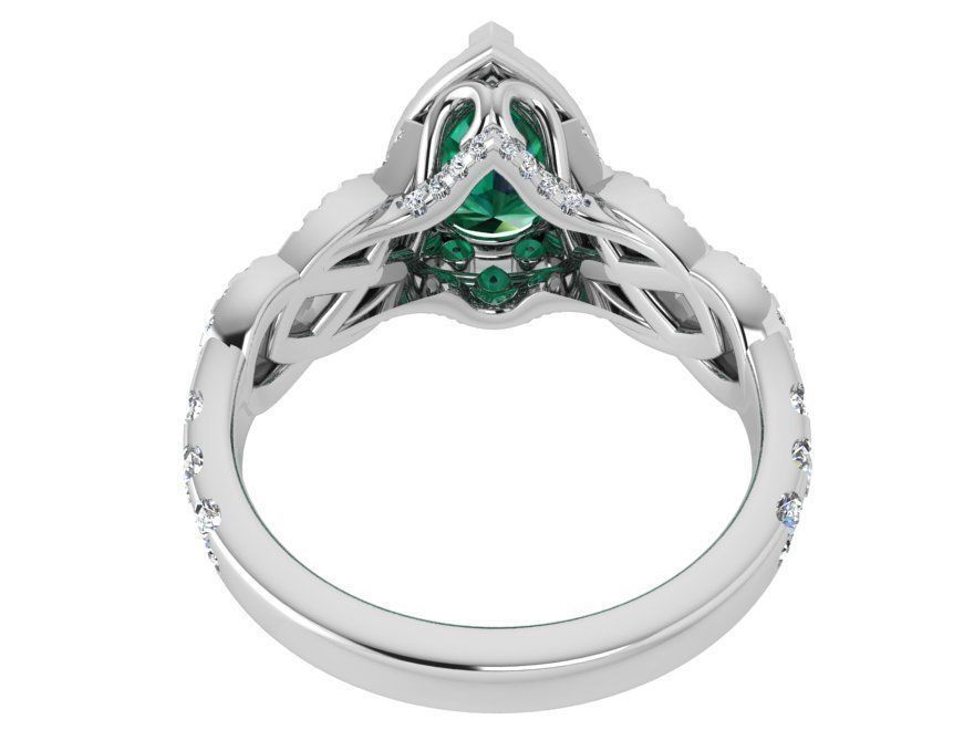 Luxurious green stone diamond ring 3615 3D print model 3D print model_3