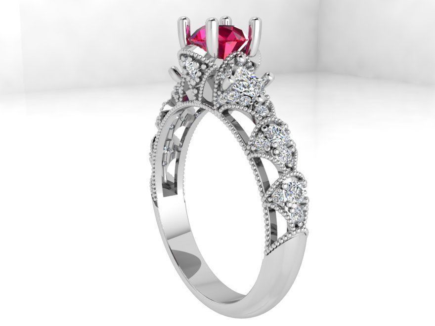 Pink stone royal diamond ring 3617 3D print model 3D print model_2