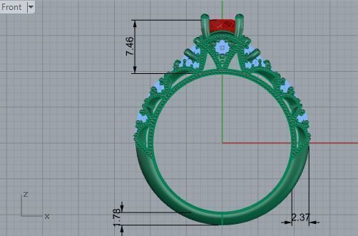 Pink stone royal diamond ring 3617 3D print model 3D print model_5