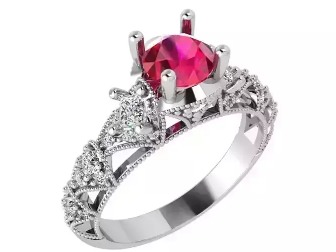 Pink stone royal diamond ring 3617 3D print model