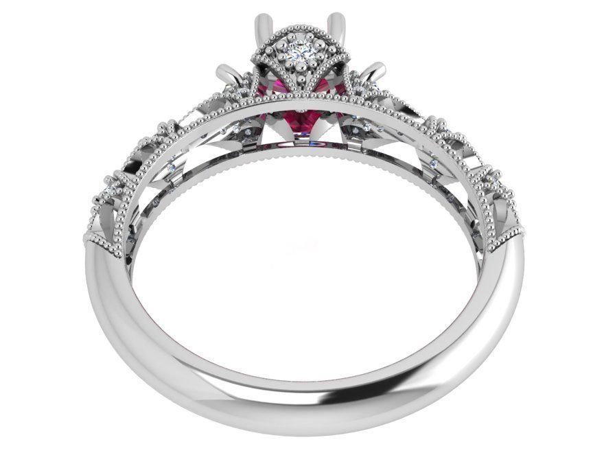 Pink stone royal diamond ring 3617 3D print model 3D print model_3