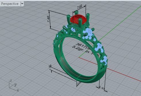Pink stone royal diamond ring 3617 3D print model 3D print model_7