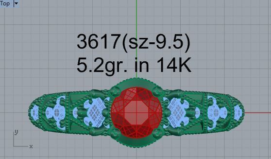 Pink stone royal diamond ring 3617 3D print model 3D print model_4