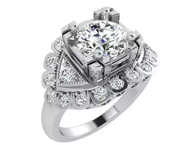 Big square diamond stone ring 3619 3D print model