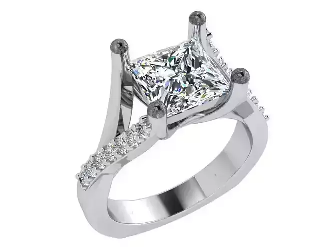 Big square stone diamond ring 3625 3D print model