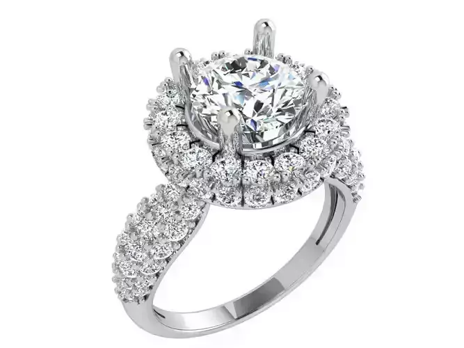 2-Row oval diamond ring 3626 3D print model