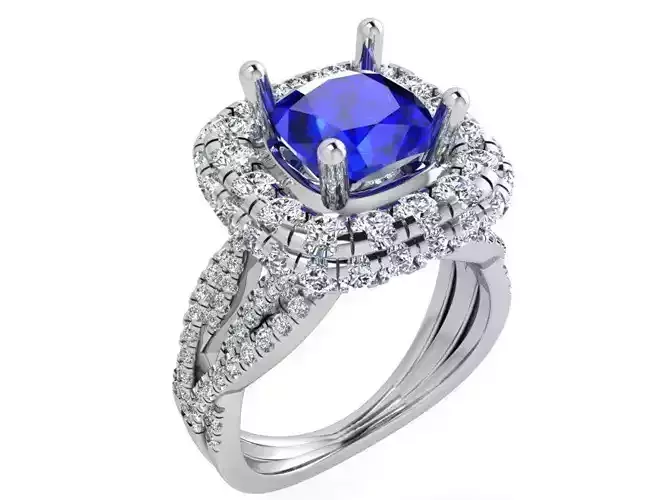 Blue stone diamond texturd ring 3628 3D print model