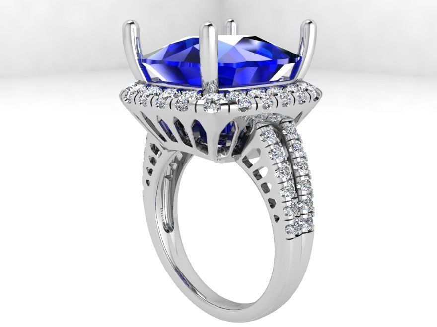 Princely blue stone diamnd ring 3629 3D print model 3D print model_2