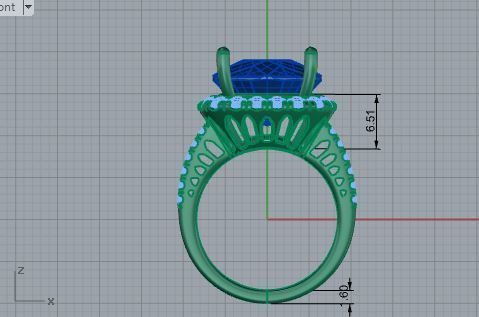 Princely blue stone diamnd ring 3629 3D print model 3D print model_5