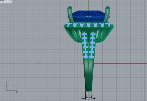 Princely blue stone diamnd ring 3629 3D print model 3D print model_6