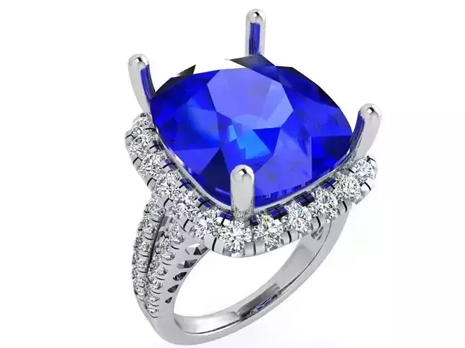 Princely blue stone diamnd ring 3629 3D print model