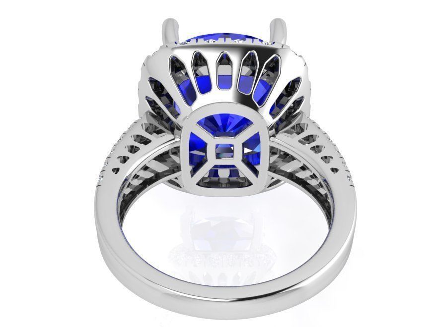 Princely blue stone diamnd ring 3629 3D print model 3D print model_3
