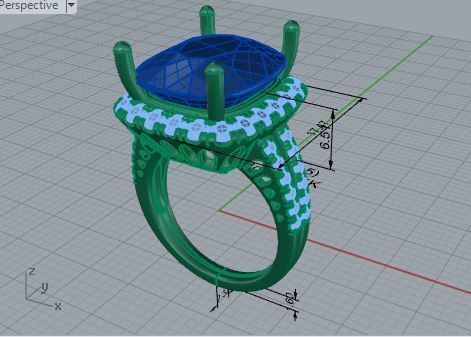 Princely blue stone diamnd ring 3629 3D print model 3D print model_7