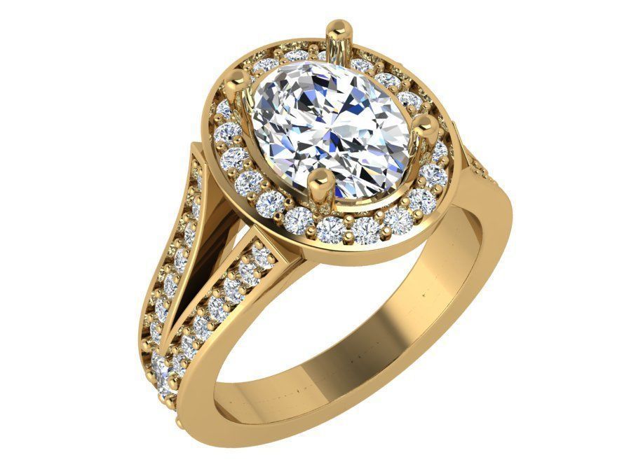 Oval diamond ring 3634 3D print model 3D print model_1