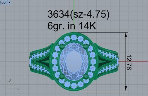Oval diamond ring 3634 3D print model 3D print model_4