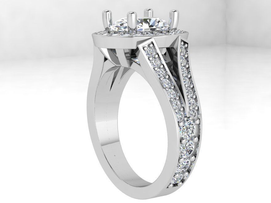 Oval diamond ring 3634 3D print model 3D print model_2