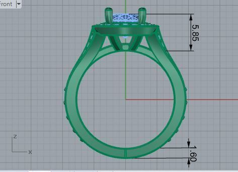 Oval diamond ring 3634 3D print model 3D print model_5