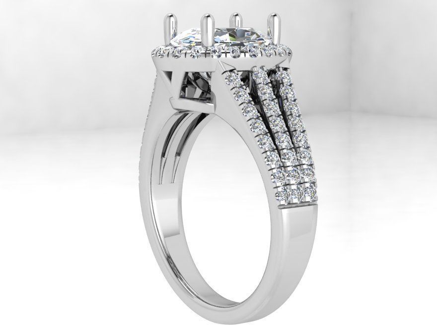 3-Row oval diamond ring 3635 3D print model 3D print model_2