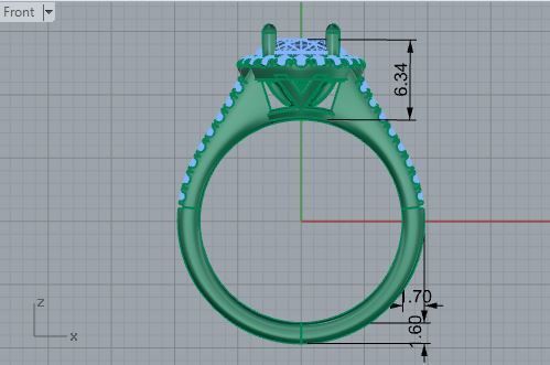 3-Row oval diamond ring 3635 3D print model 3D print model_5