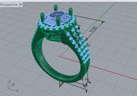 3-Row oval diamond ring 3635 3D print model 3D print model_7