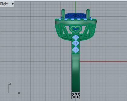 Blue heart stone diamond ring 3636 3D print model 3D print model_6