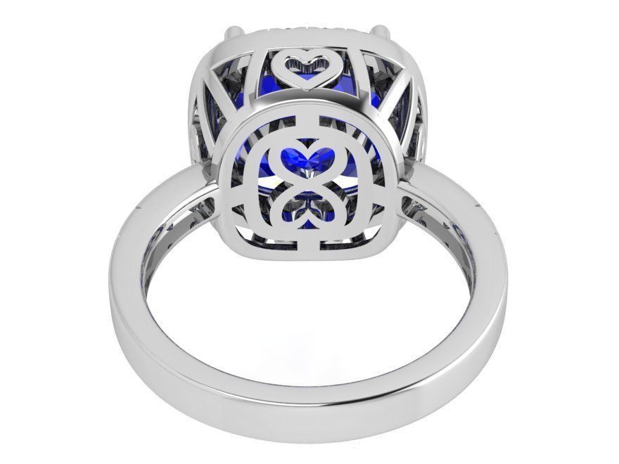 Blue heart stone diamond ring 3636 3D print model 3D print model_3