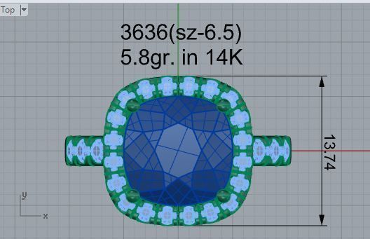 Blue heart stone diamond ring 3636 3D print model 3D print model_4
