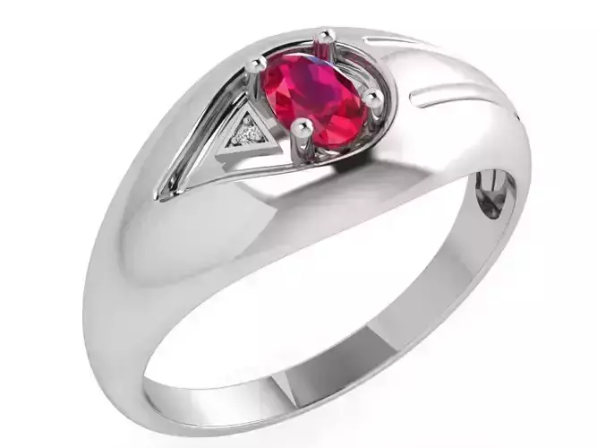 Red stone diamond stylish ring 3640 3D print model