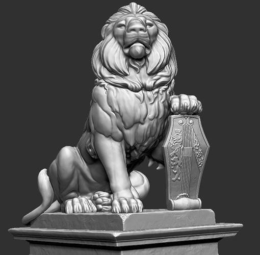 Lion Statue Low-poly 3D model