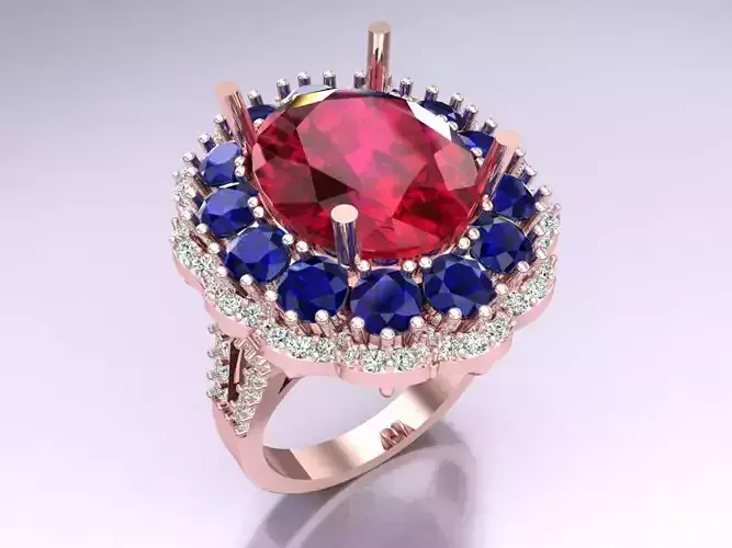 Oval Stone Ring - Womens Rings - N3963 3D print model